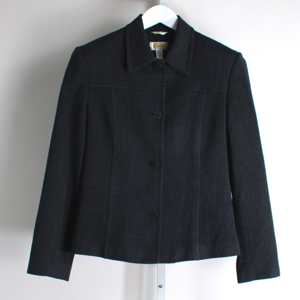 Talbots Wool Blend‎ Stretch Blazer Jacket Women's Size 8 Gray vintage